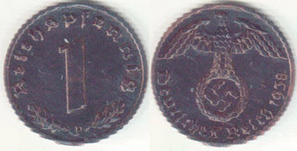 1938 F Germany 1 Pfennig A000537.